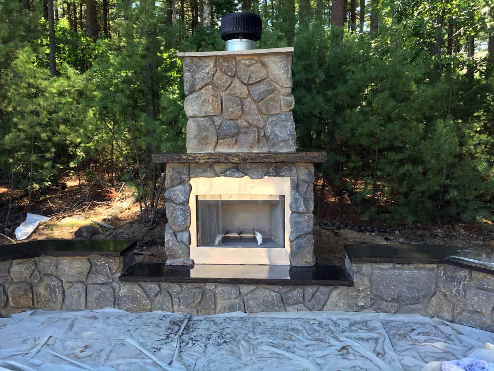 Outdoor fireplace built with ClifRock.